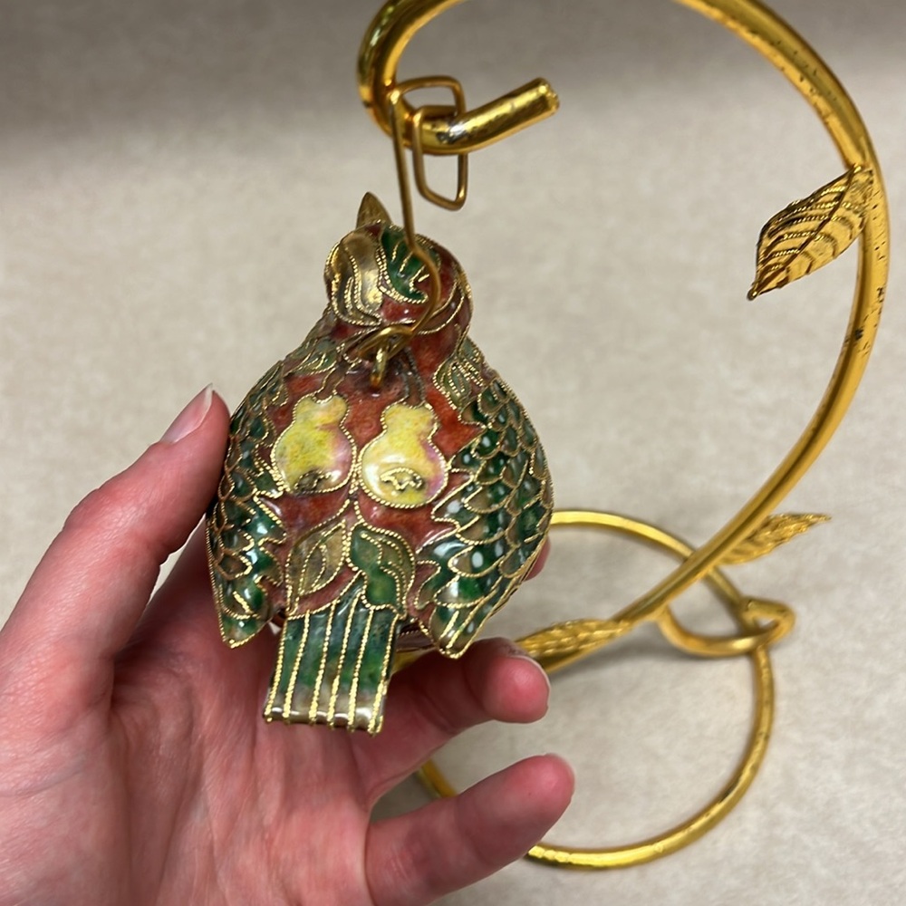 Cloisonné bird with stand - Picture 3 of 8